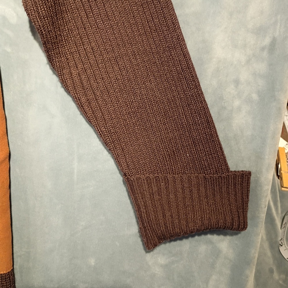 Jaclyn Smith Classic Plus Brown Faux Suede Front Zip Wool Blend Sweater 1X - Picture 6 of 8